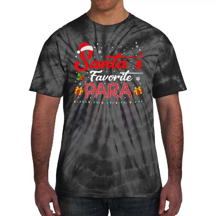 Santa's Favorite Para Christmas Paraprofessional Teacher Tie-Dye T-Shirt