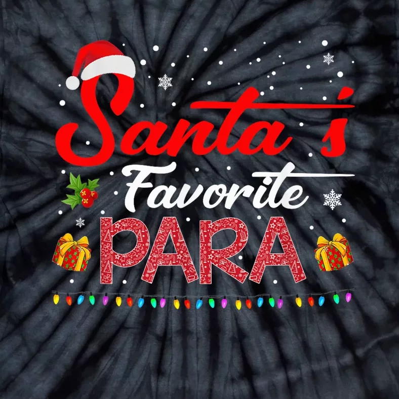 Santa's Favorite Para Christmas Paraprofessional Teacher Tie-Dye T-Shirt