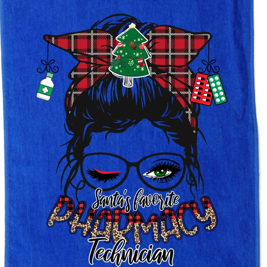 SantaS Favorite Pharmacy Technician Messy Bun Christmas Gift Platinum Collection Golf Towel