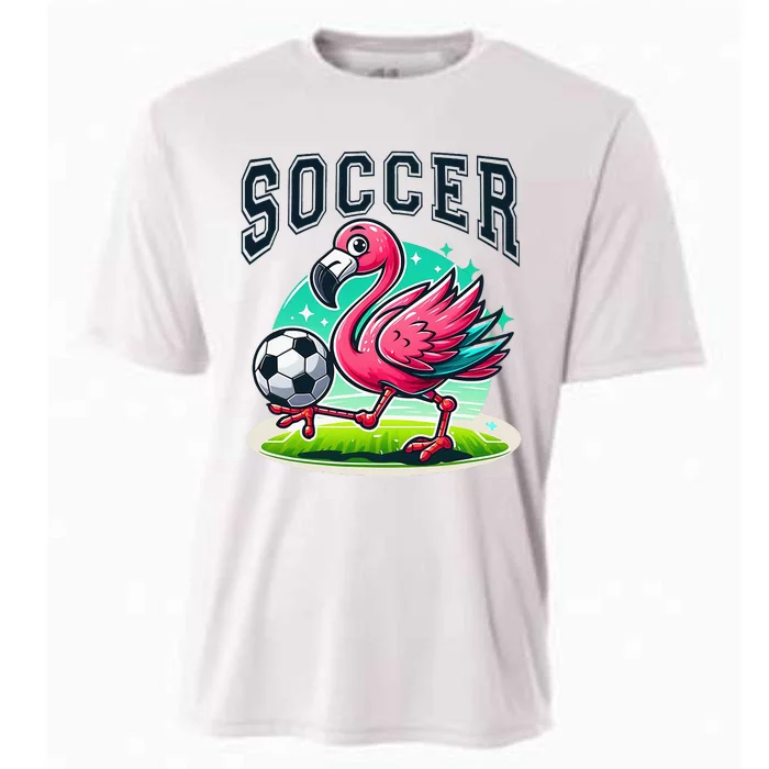 Soccer Flamingo Playing Soccer Cooling Performance Crew T-Shirt