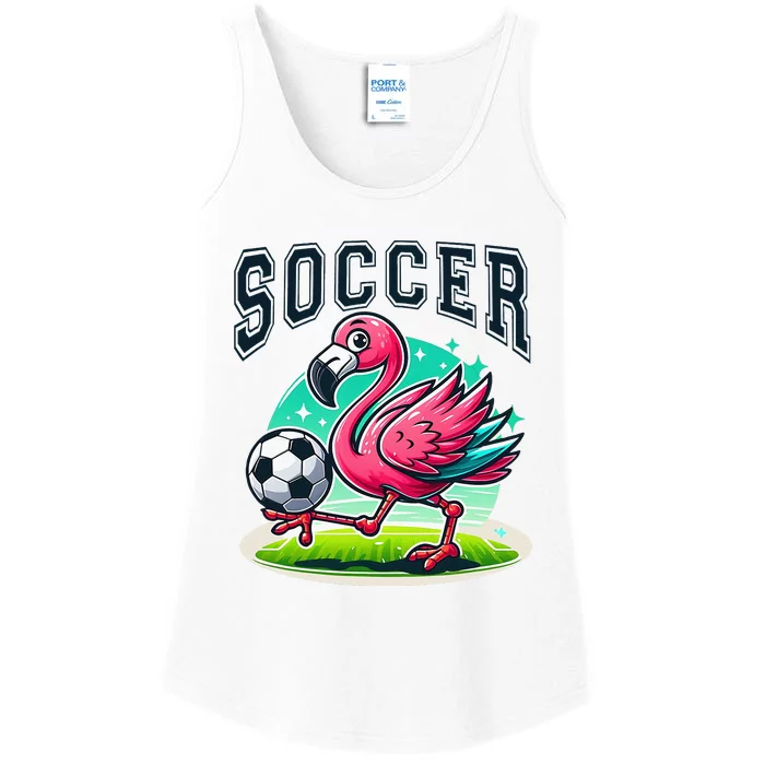 Soccer Flamingo Playing Soccer Ladies Essential Tank