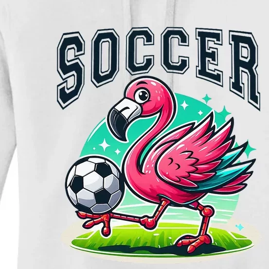 Soccer Flamingo Playing Soccer Women's Pullover Hoodie