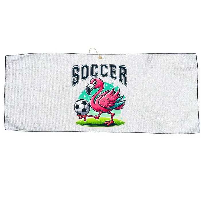 Soccer Flamingo Playing Soccer Large Microfiber Waffle Golf Towel