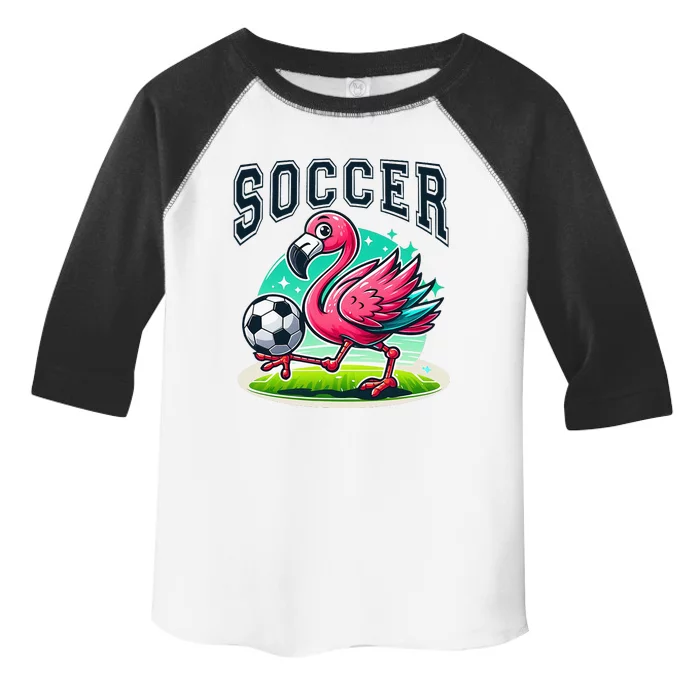 Soccer Flamingo Playing Soccer Toddler Fine Jersey T-Shirt