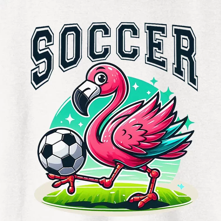 Soccer Flamingo Playing Soccer Women's Crop Top Tee