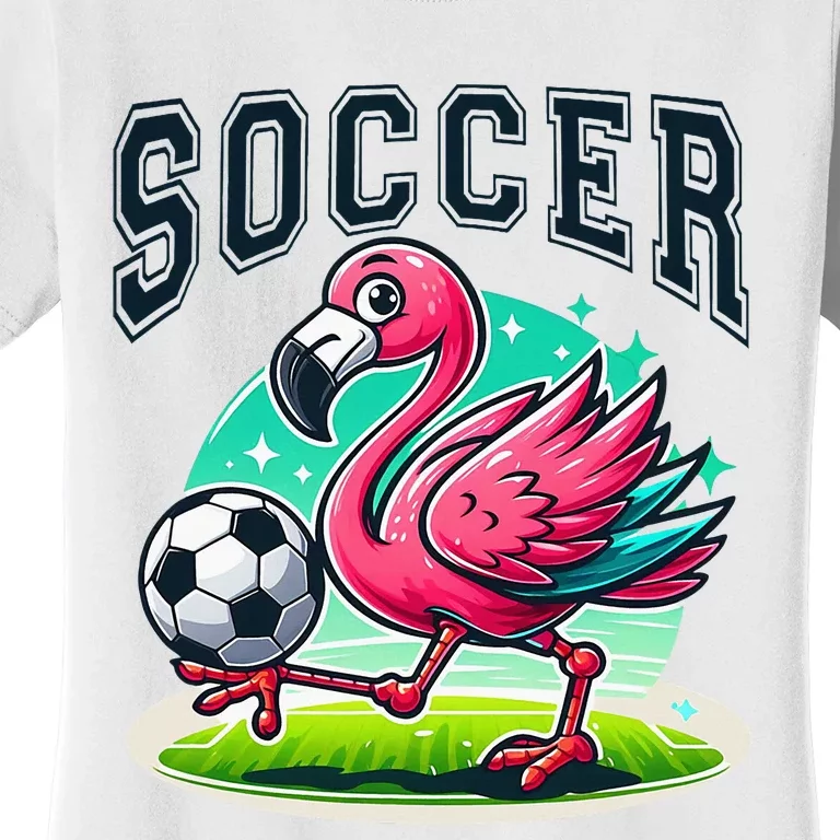 Soccer Flamingo Playing Soccer Women's T-Shirt