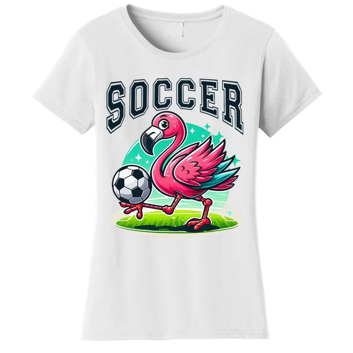 Soccer Flamingo Playing Soccer Women's T-Shirt