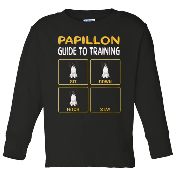 S Funny Papillon Guide To Training Dog Obedience Trainer Vneck Toddler Long Sleeve Shirt