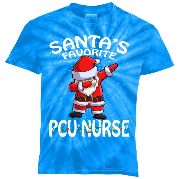 SantaS Favorite Pcu Nurse Christmas Gift Kids Tie-Dye T-Shirt