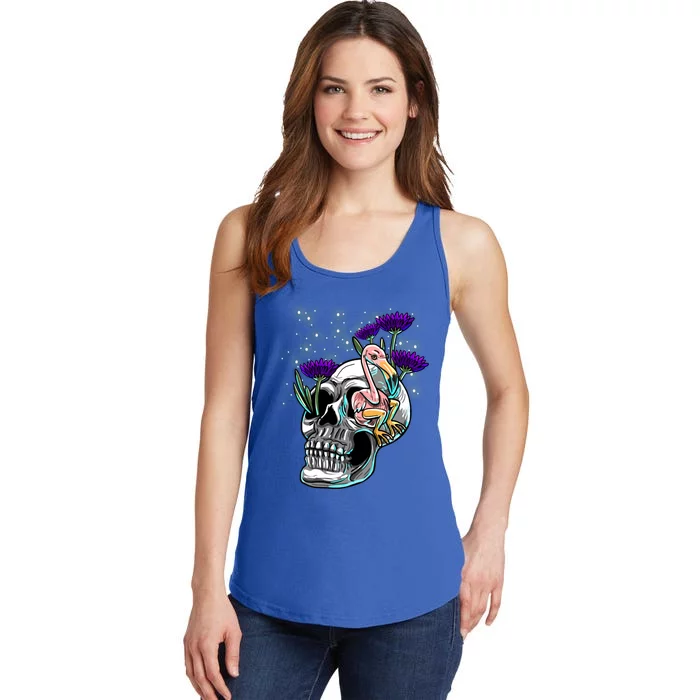 Skull Flamingo Purple Daisy Rave Techno Music Edm Lover Gift Ladies Essential Tank