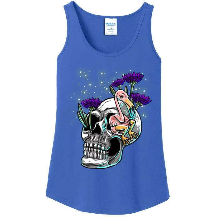 Skull Flamingo Purple Daisy Rave Techno Music Edm Lover Gift Ladies Essential Tank