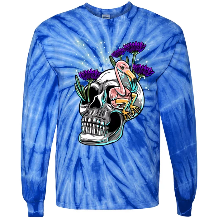 Skull Flamingo Purple Daisy Rave Techno Music Edm Lover Gift Tie-Dye Long Sleeve Shirt