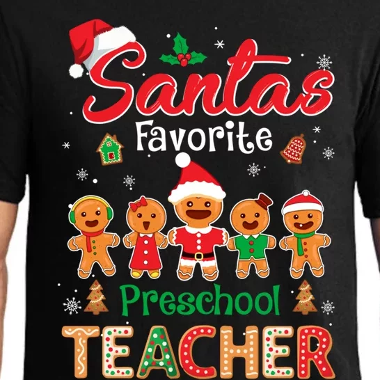 Santa's Favorite Preschool Teacher Cookie Xmas Hat Christmas Meaningful Gift Pajama Set