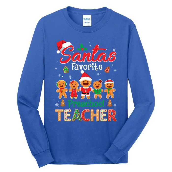 Santa's Favorite Preschool Teacher Cookie Xmas Hat Christmas Meaningful Gift Tall Long Sleeve T-Shirt