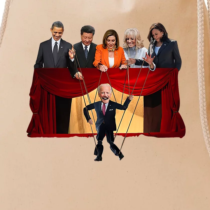 Socialdudtees Funny President Biden As A Puppet Funny Drawstring Bag