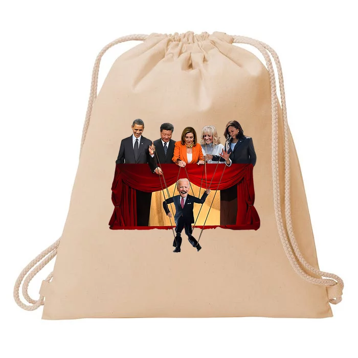 Socialdudtees Funny President Biden As A Puppet Funny Drawstring Bag