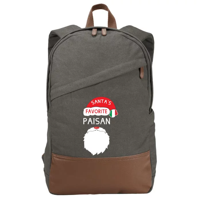 SantaS Favorite Paisan Funny Italian Christmas Cotton Canvas Backpack