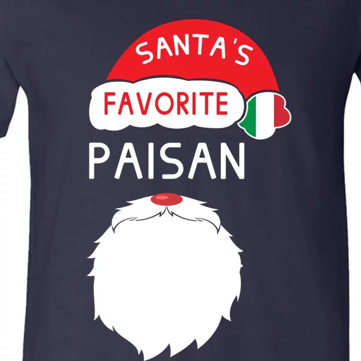 SantaS Favorite Paisan Funny Italian Christmas V-Neck T-Shirt