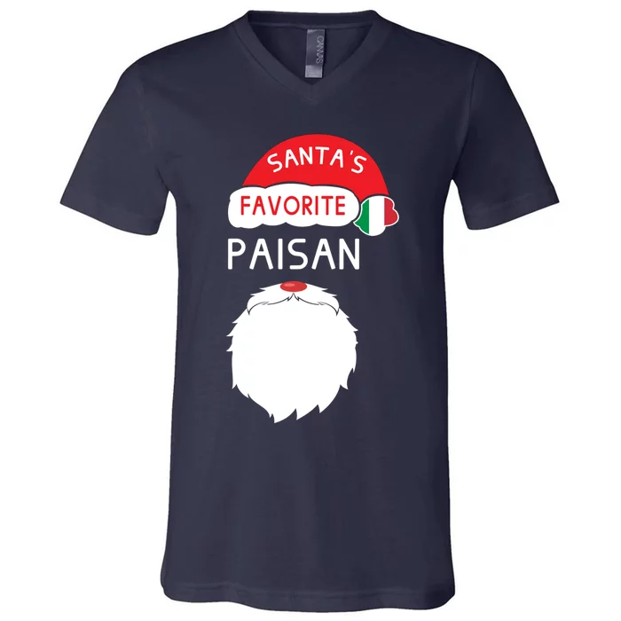 SantaS Favorite Paisan Funny Italian Christmas V-Neck T-Shirt