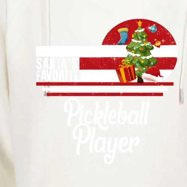 Santa Favorite Pickleball Player Christmas Ugly Sweater Gift Womens Funnel Neck Pullover Hood