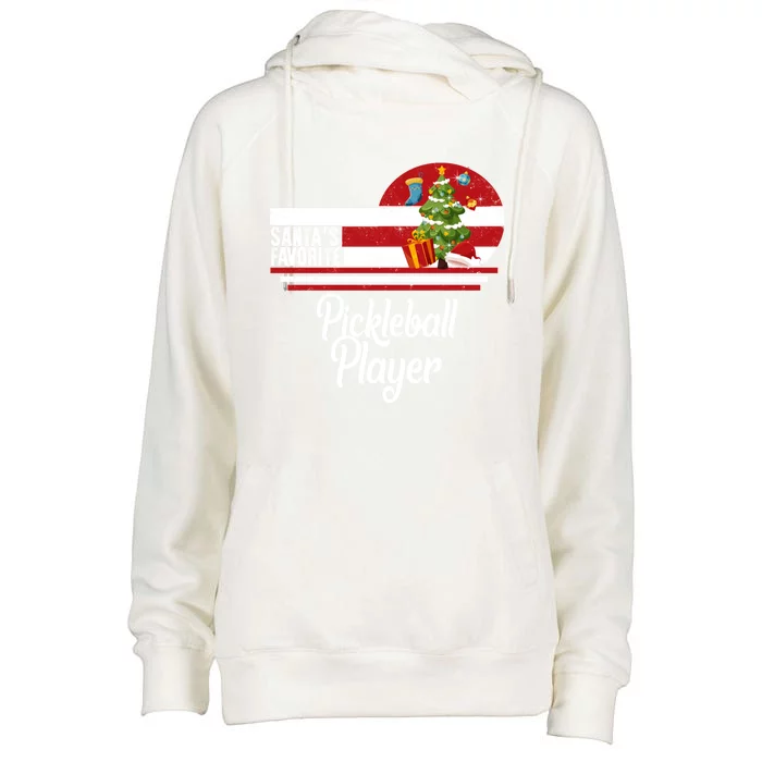 Santa Favorite Pickleball Player Christmas Ugly Sweater Gift Womens Funnel Neck Pullover Hood