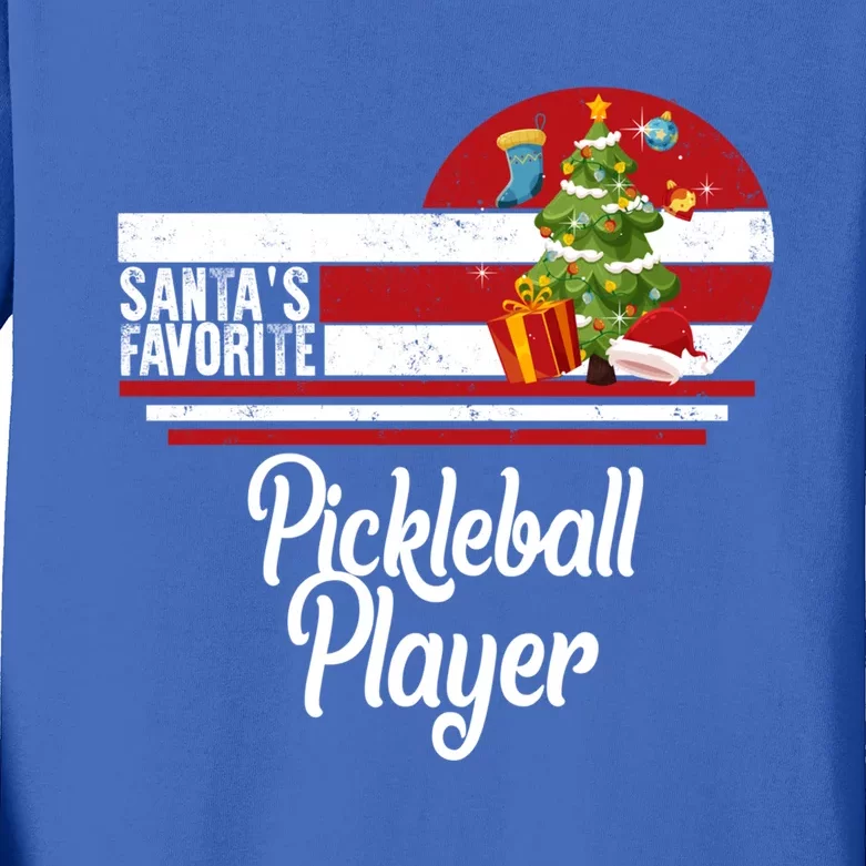 Santa Favorite Pickleball Player Christmas Ugly Sweater Gift Kids Long Sleeve Shirt