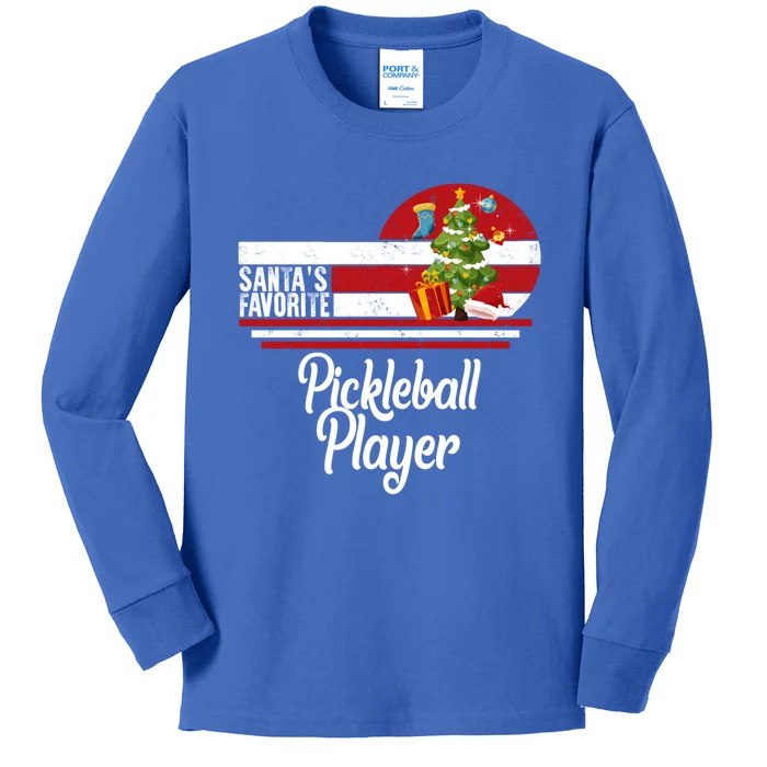 Santa Favorite Pickleball Player Christmas Ugly Sweater Gift Kids Long Sleeve Shirt