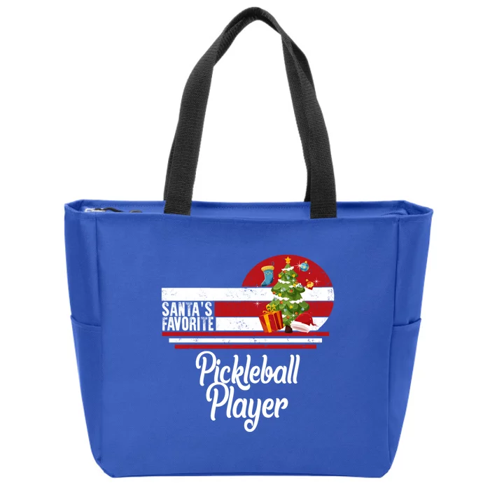 Santa Favorite Pickleball Player Christmas Ugly Sweater Gift Zip Tote Bag