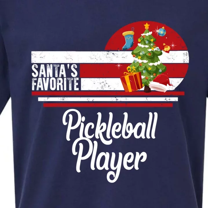 Santa Favorite Pickleball Player Christmas Ugly Sweater Gift Sueded Cloud Jersey T-Shirt