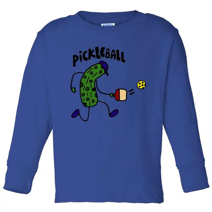 Smileteestank Funny Pickle Playing Pickleball Cartoon Cool Gift Toddler Long Sleeve Shirt