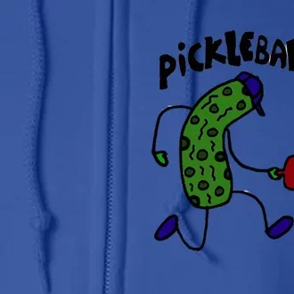 Smileteestank Funny Pickle Playing Pickleball Cartoon Cool Gift Full Zip Hoodie