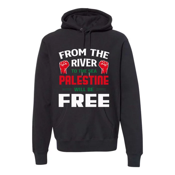 Solidarity for Palestine Arabic Keffiyeh Support Premium Hoodie