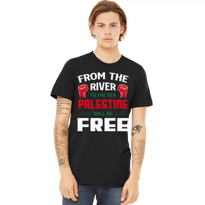 Solidarity for Palestine Arabic Keffiyeh Support Premium T-Shirt