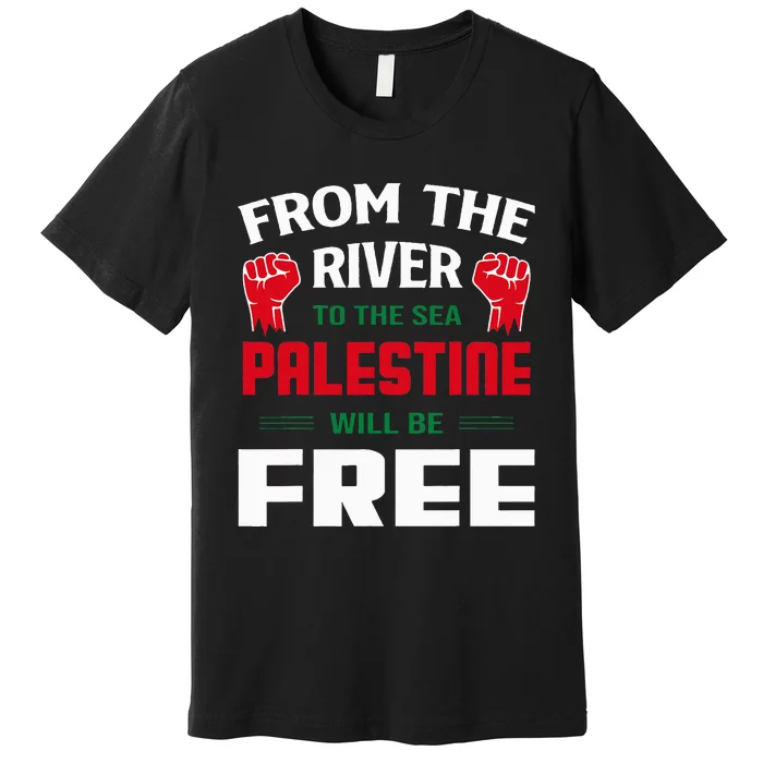 Solidarity for Palestine Arabic Keffiyeh Support Premium T-Shirt