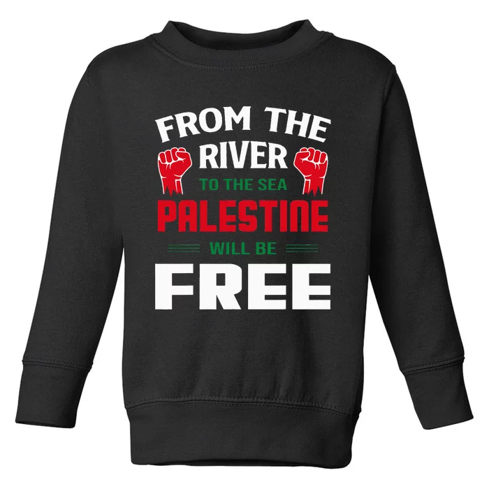 Solidarity for Palestine Arabic Keffiyeh Support Toddler Sweatshirt