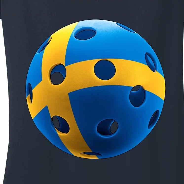 Swedish Flag Pickleball Women's V-Neck T-Shirt