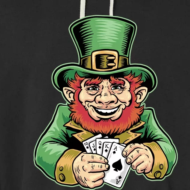 Straight Flush Poker Leprechaun Garment-Dyed Fleece Hoodie