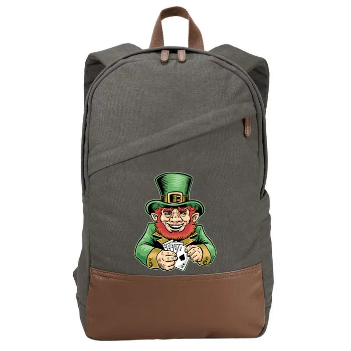 Straight Flush Poker Leprechaun Cotton Canvas Backpack