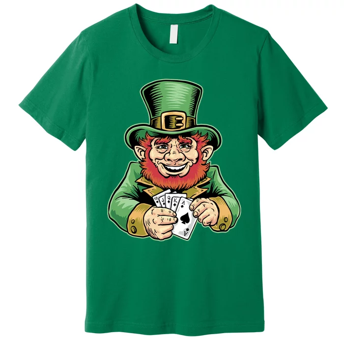 Straight Flush Poker Leprechaun Premium T-Shirt