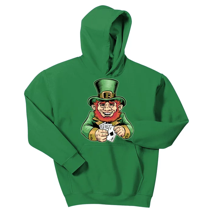 Straight Flush Poker Leprechaun Kids Hoodie