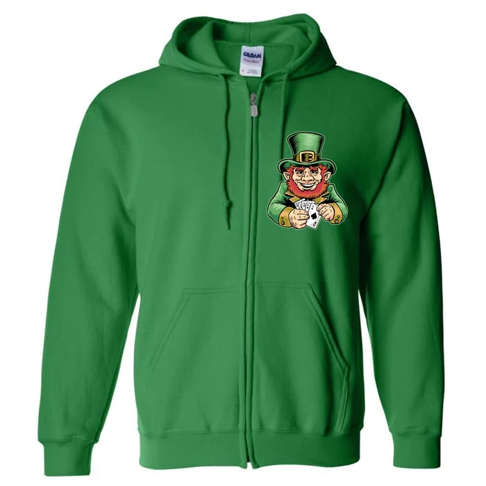 Straight Flush Poker Leprechaun Full Zip Hoodie