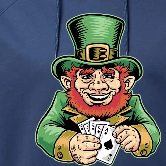 Straight Flush Poker Leprechaun Performance Fleece Hoodie