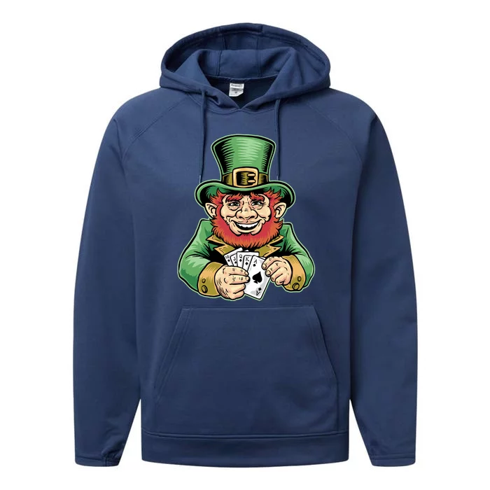 Straight Flush Poker Leprechaun Performance Fleece Hoodie