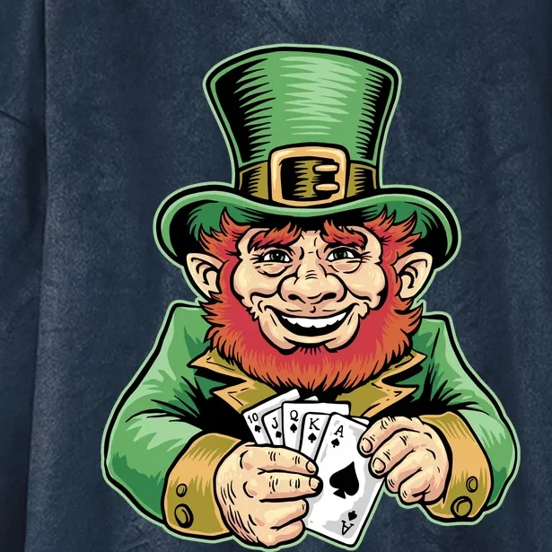 Straight Flush Poker Leprechaun Hooded Wearable Blanket