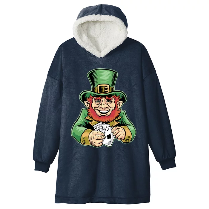 Straight Flush Poker Leprechaun Hooded Wearable Blanket