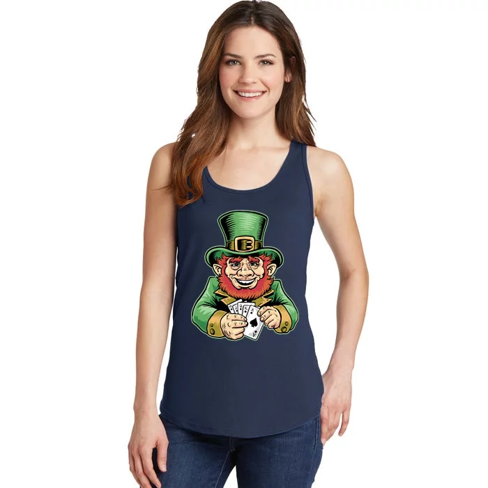 Straight Flush Poker Leprechaun Ladies Essential Tank