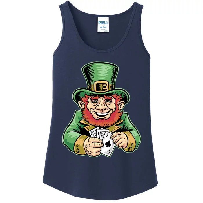 Straight Flush Poker Leprechaun Ladies Essential Tank