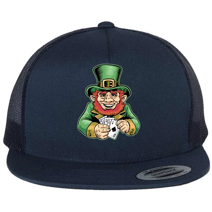 Straight Flush Poker Leprechaun Flat Bill Trucker Hat