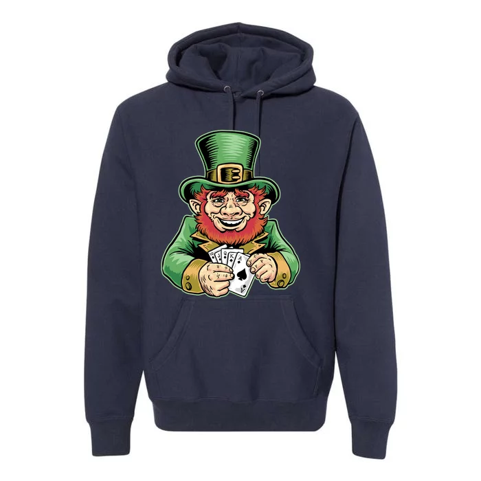 Straight Flush Poker Leprechaun Premium Hoodie