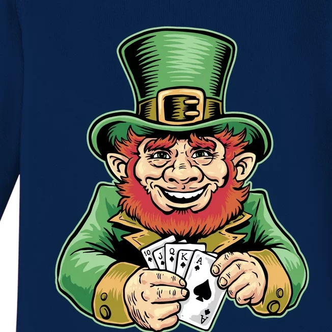 Straight Flush Poker Leprechaun Baby Long Sleeve Bodysuit